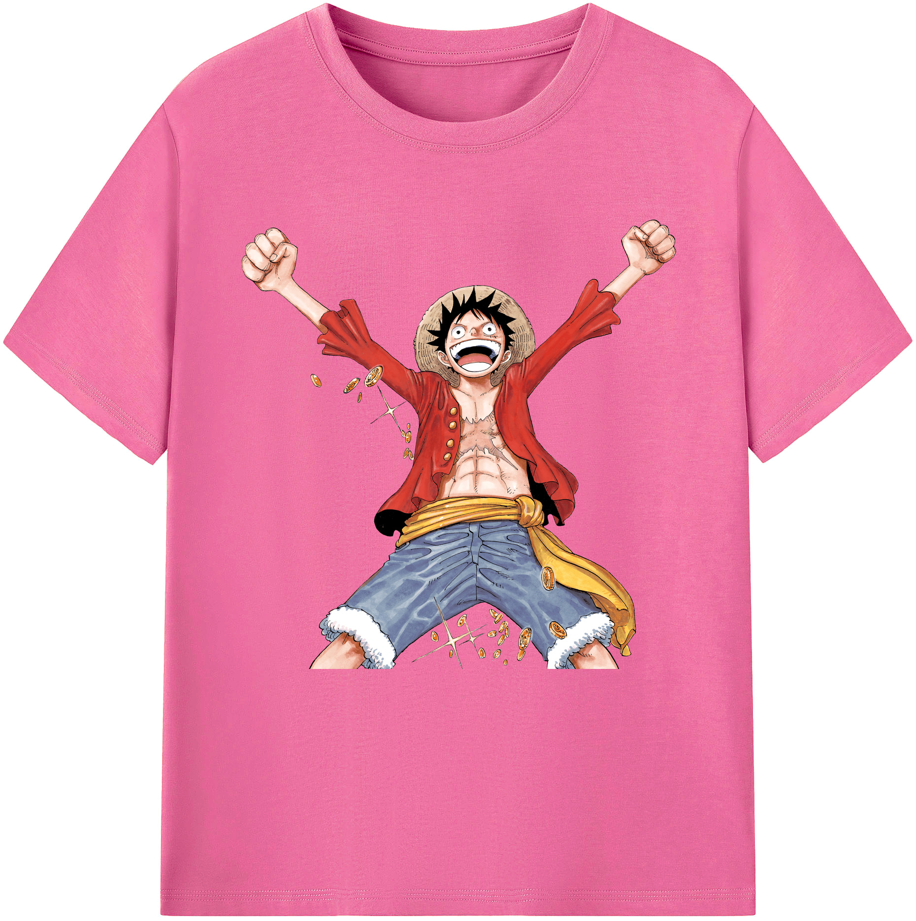 ワンピース モンキー・D・ルフィ ONE PIECE Monkey D. Luffy レディースカジュアルプリントTシャツ（綿100％）